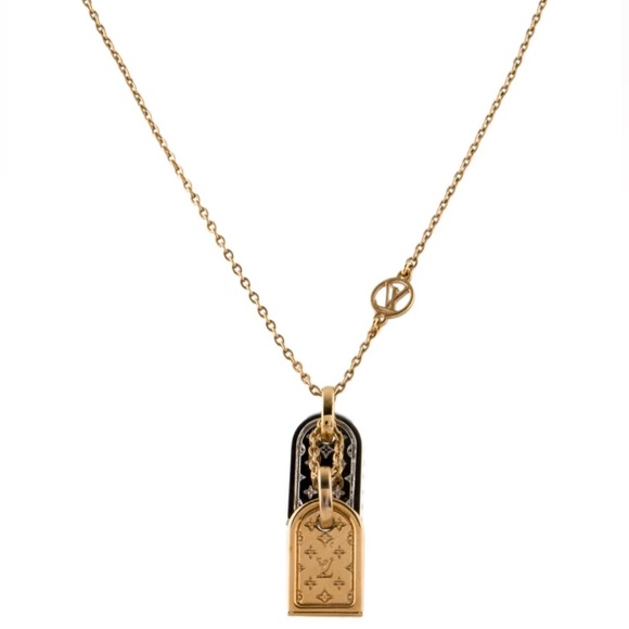 Louis Vuitton Nanogram Two-Tone Tag Chain Necklace - Picture 1 of 5